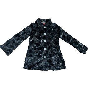 Isle Faux Fur Black Coat Textured Women's Medium Dressy Formal Goth